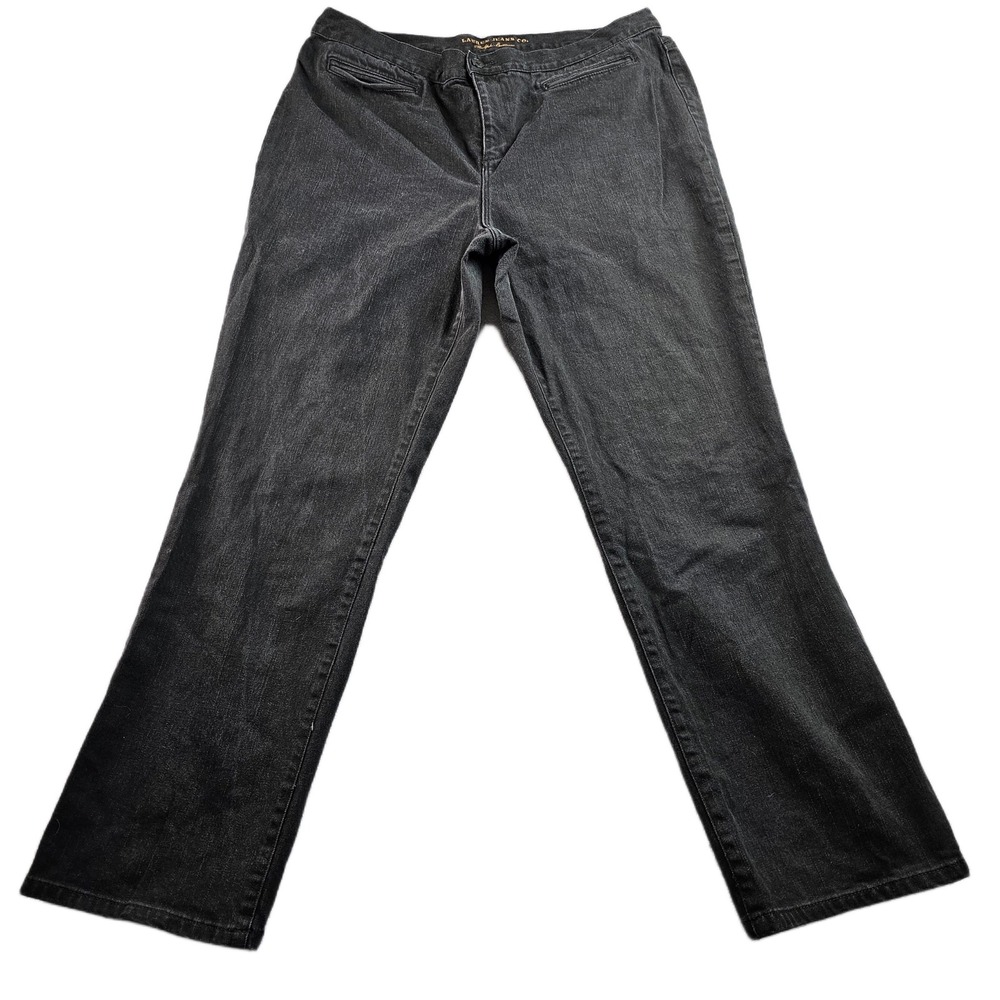Lauren Jeans Co Ralph Lauren Womens Faded Black Straight Leg Jeans Size 14 36x30
